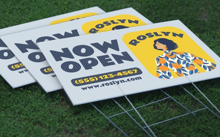 Corrugated plastic lawn sign displayed outdoors